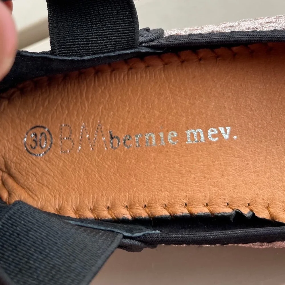 Bernie Mev BM Kids Monica Nude Metallic Woven Ankle Strap Flats Size EU 30/US 12